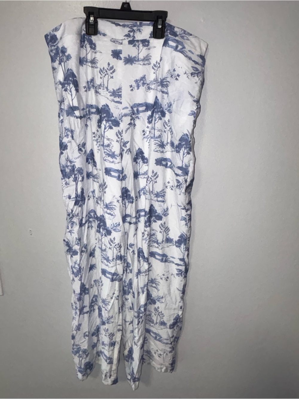 Versona Blue and White Toile Strapless Dress